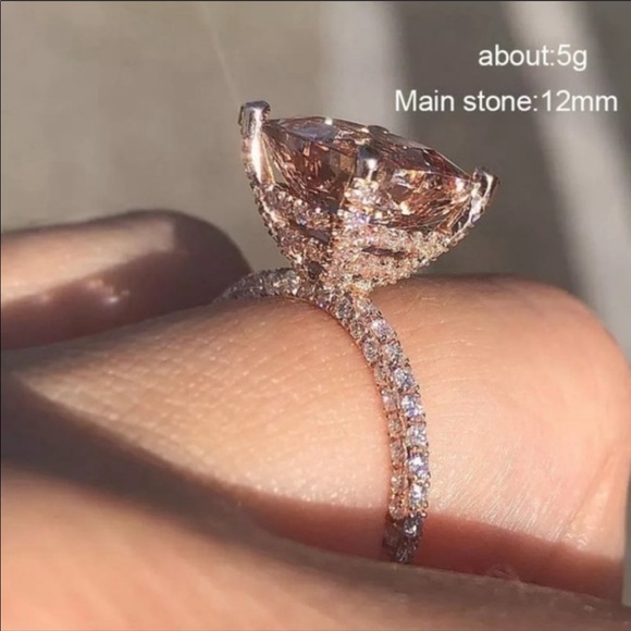 NEW💎 6 Carat 18K Rose Gold Diamond Morganite Ring - Picture 4 of 7